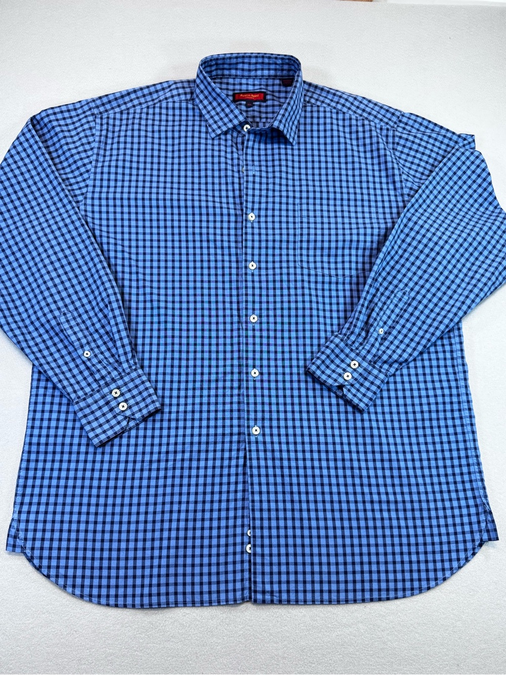 Austin Reed Blue and Navy Checked Dress Shirt XXL